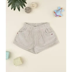 Prenatal Shorts de pana beige con bordados para niña