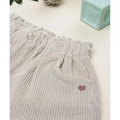 Prenatal Shorts de pana beige con bordados para niña