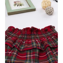 Prenatal Shorts niña tartán rojo con volante