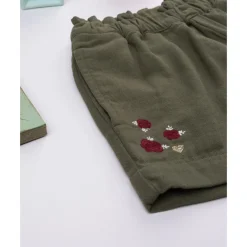 Prenatal Shorts verdes de niña con bordados