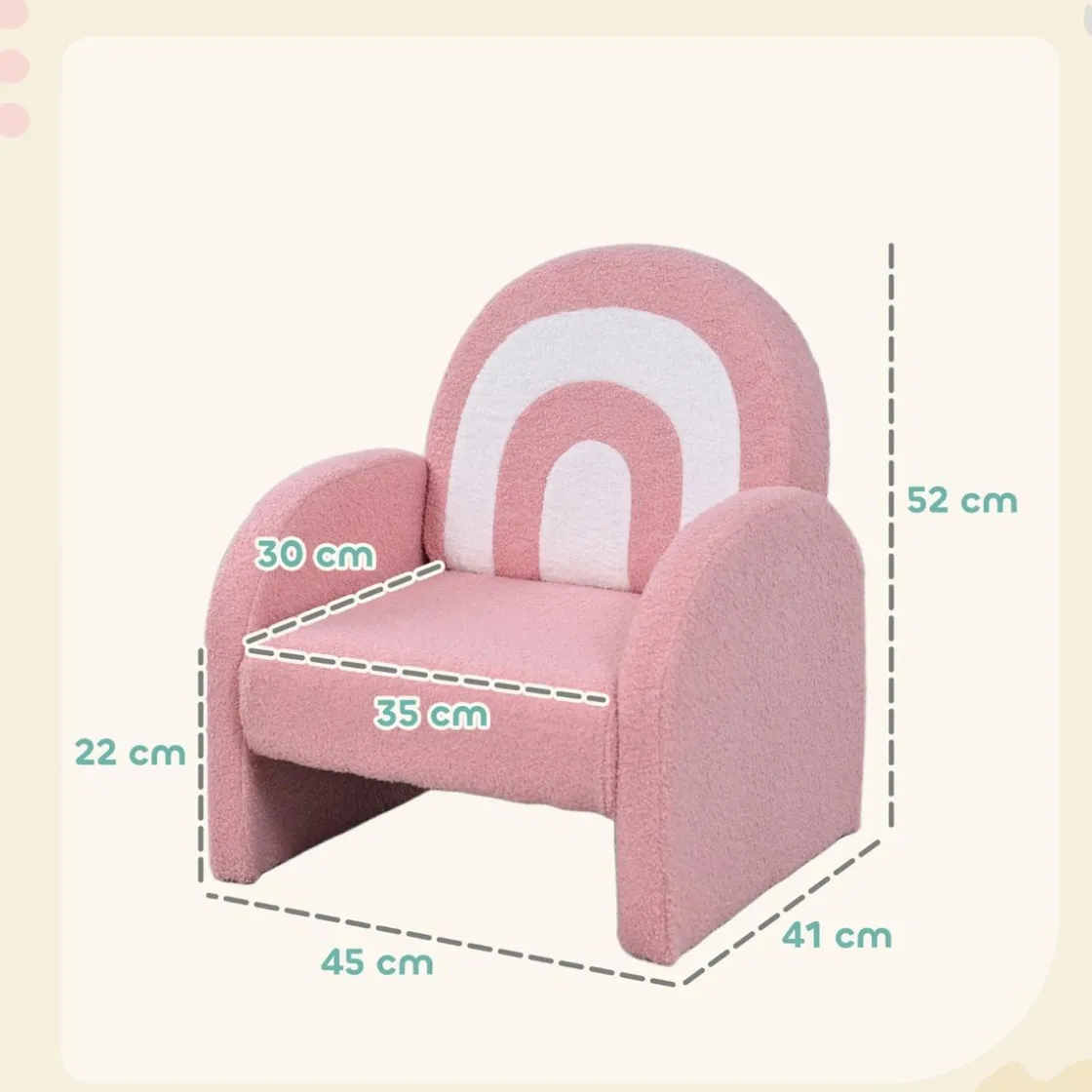 AIYAPLAY Sillón infantil Arcoíris Rosa