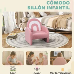 AIYAPLAY Sillón infantil Arcoíris Rosa