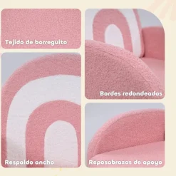 AIYAPLAY Sillón infantil Arcoíris Rosa