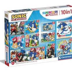 CLEMENTONI Sonic - Puzzles 10 en 1 Supercolor