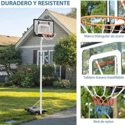 Outsunny Sportnow - Canasta de baloncesto altura ajustable de 260-305 cm Blanco