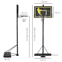 Outsunny Sportnow - Canasta de baloncesto altura ajustable de 260-305 cm Negro* Deportes