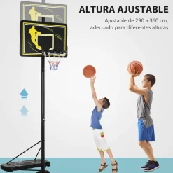Outsunny Sportnow - Canasta de baloncesto altura ajustable de 260-305 cm Negro* Deportes
