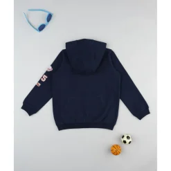 Prenatal Sudadera con capucha azul para niño con parche decorativo