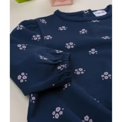 Prenatal Sudadera niña azul con flores rosas