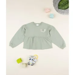 Prenatal Sudadera niña verde con margaritas
