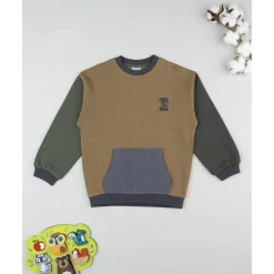 Prenatal Sudadera niño color block marrón y verde