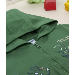 Prenatal Sudadera niño verde dinosaurios con capucha