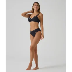 Prenatal Sujetador de lactancia negro con vivos blancos