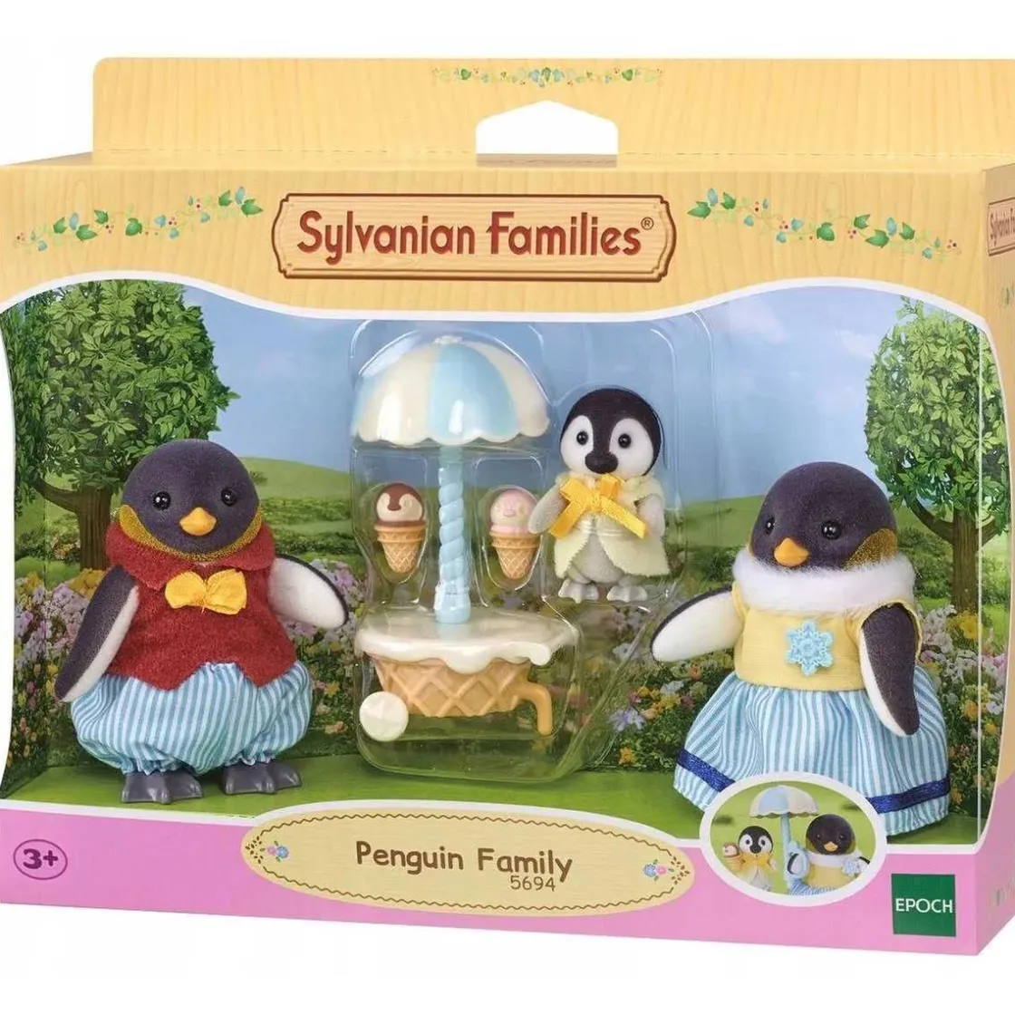 EPOCH PARA IMAGINAR S.L. Sylvanian Families - Familia Pingüino: casa de muñecas y paseo familiar* Coleccionables Y Mini Mundos