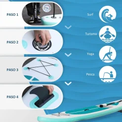 OUTSUNNY Tabla de paddle surf hinchable blanca* Deportes