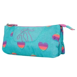 TOTTO - Estuche escolar 3 compartimentos Tablero multicolro corazones