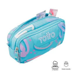 TOTTO - Estuche escolar dos compartimentos corazones pintados Sobre* Material Escolar