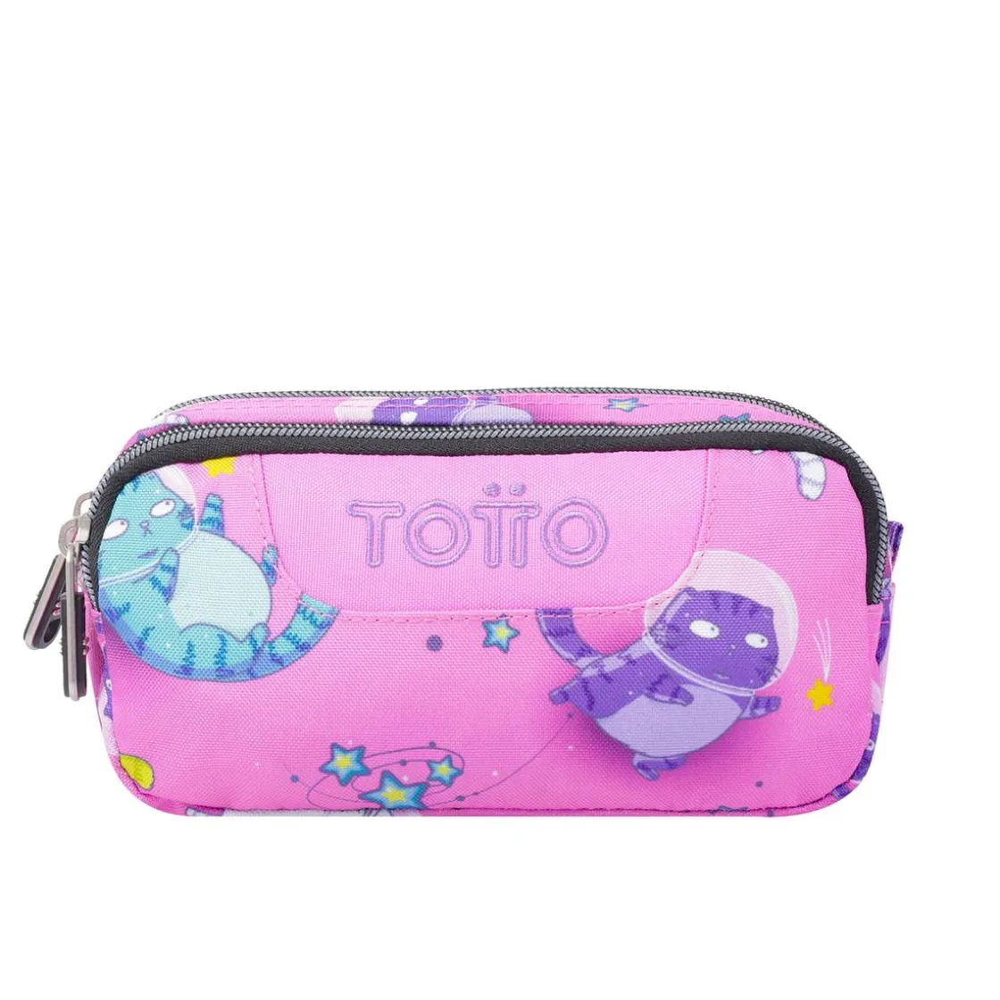 TOTTO - Estuche escolar dos compartimentos gatos astronautas Sobre* Material Escolar