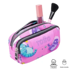 TOTTO - Estuche escolar dos compartimentos gatos astronautas Sobre* Material Escolar