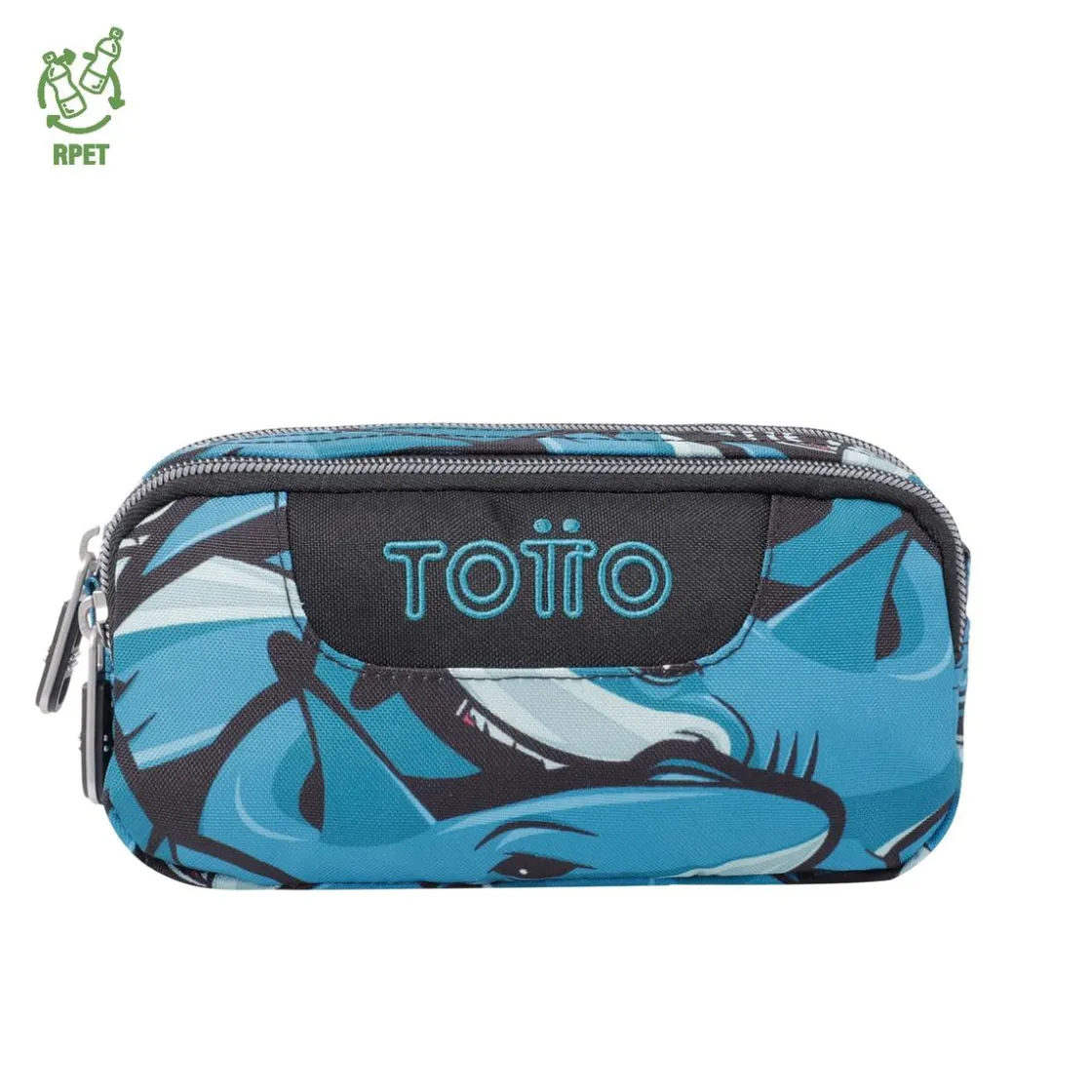 TOTTO - Estuche escolar dos compartimentos tiburones Sobre* Material Escolar