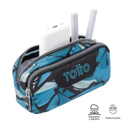 TOTTO - Estuche escolar dos compartimentos tiburones Sobre* Material Escolar