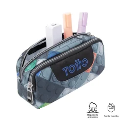 TOTTO - Estuche escolar dos compartimentos bloques Sobre* Material Escolar