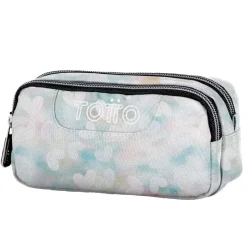 TOTTO - Estuche escolar dos compartimentos corazones pastel Sobre* Material Escolar