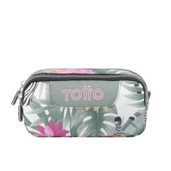 TOTTO - Estuche escolar dos compartimentos tropical cebras Sobre* Material Escolar