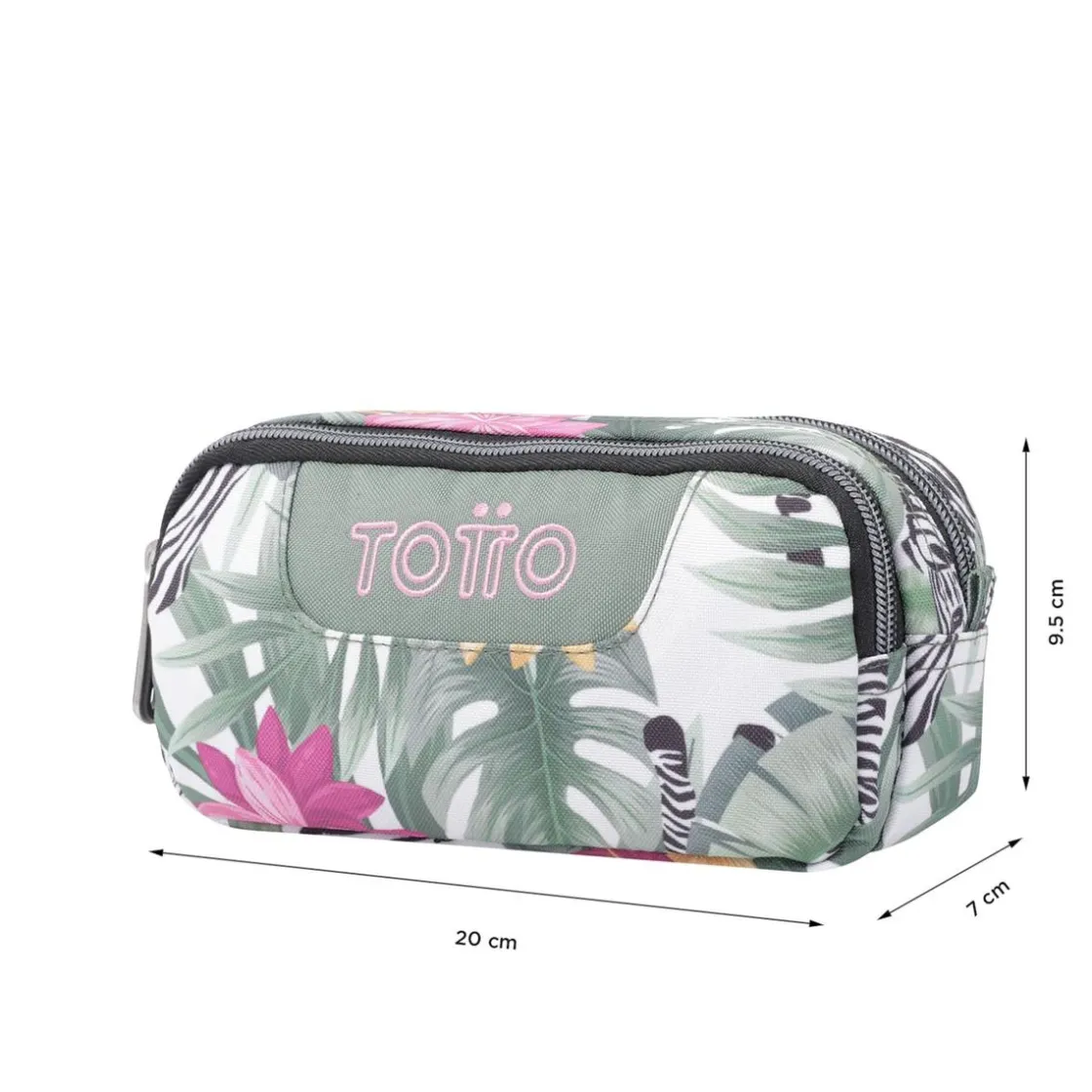 TOTTO - Estuche escolar dos compartimentos tropical cebras Sobre* Material Escolar
