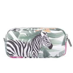 TOTTO - Estuche escolar dos compartimentos tropical cebras Sobre* Material Escolar