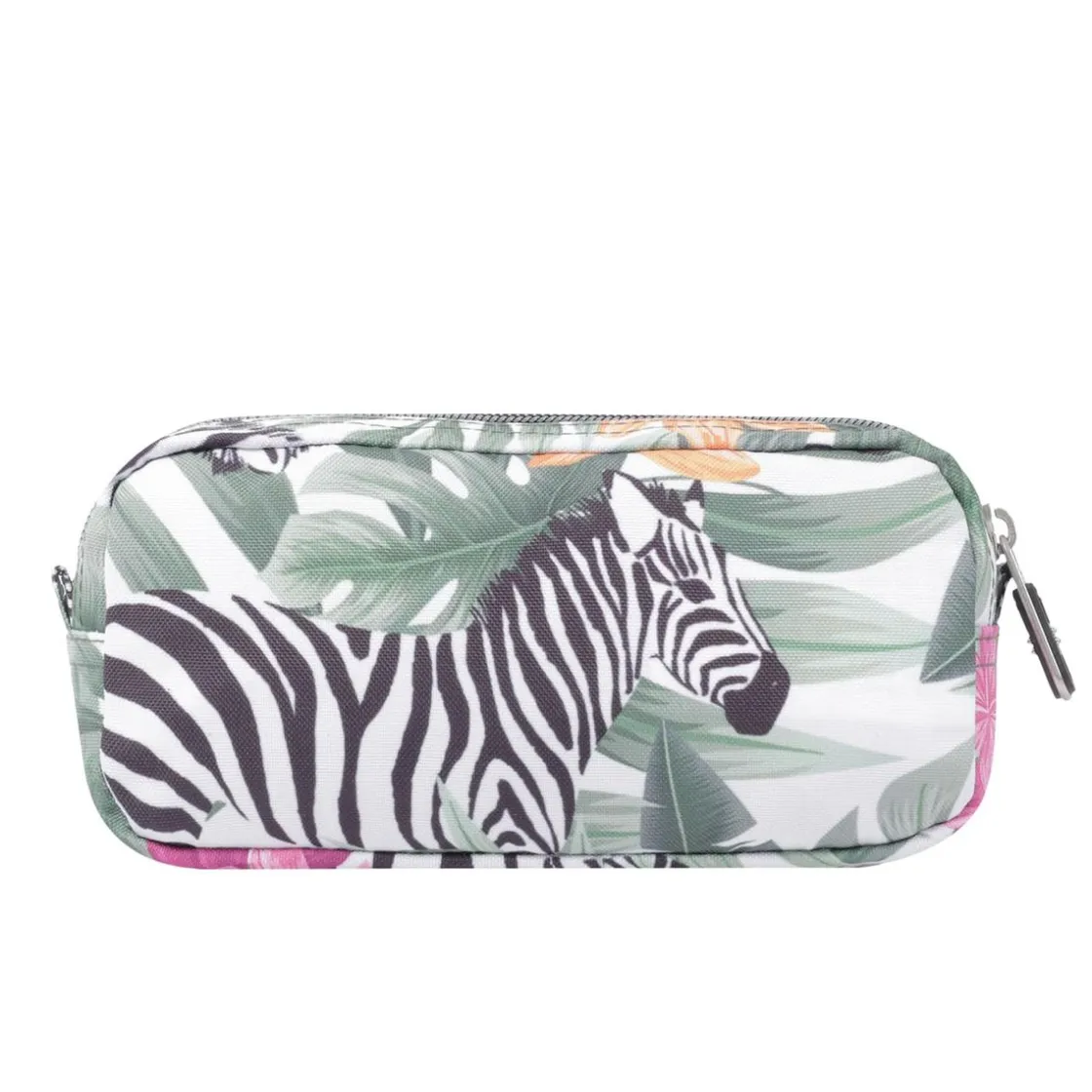 TOTTO - Estuche escolar dos compartimentos tropical cebras Sobre* Material Escolar