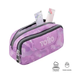 TOTTO - Estuche escolar dos compartimentos camuflaje rosa Sobre* Material Escolar