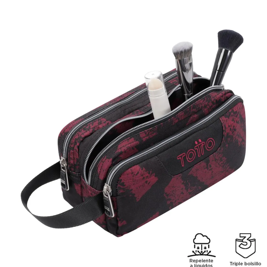 TOTTO - Estuche escolar tres compartimentos tiza roja Agapec* Material Escolar