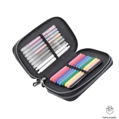 TOTTO - Estuche escolar tres compartimentos manga Pluma