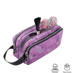 TOTTO - Estuche escolar tres compartimentos camuflaje rosa Agapec* Material Escolar