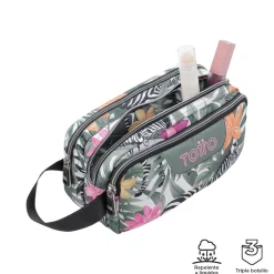 TOTTO - Estuche escolar tres compartimentos tropical cebras Agapec* Material Escolar