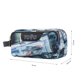 TOTTO - Estuche escolar tres compartimentos postales y casetes Agapec