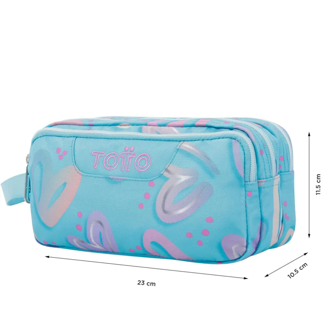 TOTTO - Estuche escolar tres compartimentos corazones pintados Agapec* Material Escolar