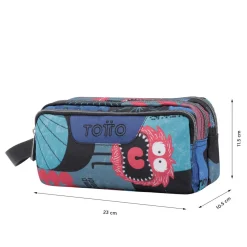 TOTTO - Estuche escolar tres compartimentos cyber monstruos Agapec