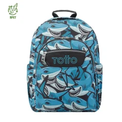 TOTTO - Mochila escolar adaptable a carro tiburones Acuareles* Material Escolar