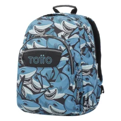 TOTTO - Mochila escolar adaptable a carro tiburones Acuareles* Material Escolar