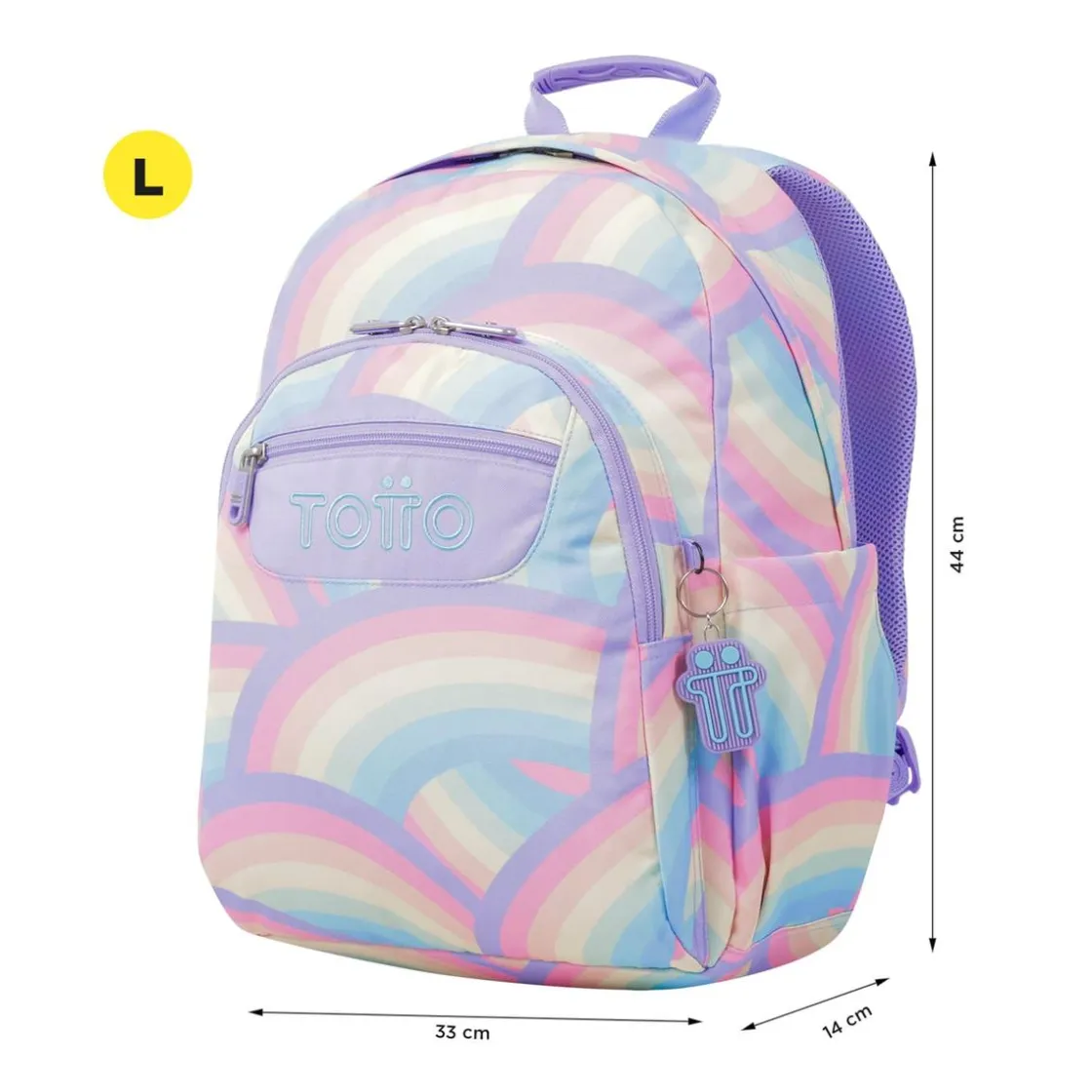TOTTO - Mochila escolar adaptable a carro arcoíris Acuareles