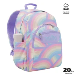 TOTTO - Mochila escolar adaptable a carro arcoíris Acuareles
