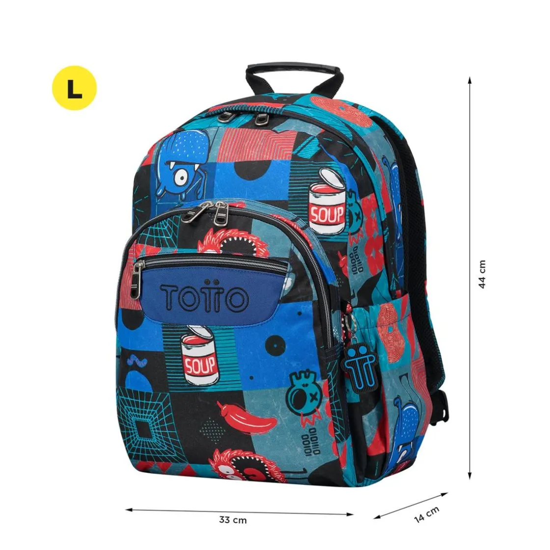 TOTTO - Mochila escolar adaptable a carro cyber monstruos Acuareles* Material Escolar