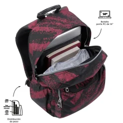 TOTTO - Mochila escolar adaptable a carro tiza roja Acuareles* Material Escolar