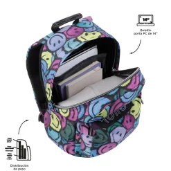 TOTTO - Mochila escolar adaptable a carro emojis Acuareles* Material Escolar