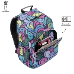 TOTTO - Mochila escolar adaptable a carro emojis Acuareles* Material Escolar