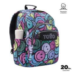 TOTTO - Mochila escolar adaptable a carro emojis Acuareles* Material Escolar