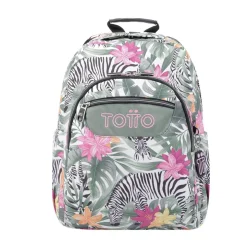 TOTTO - Mochila escolar adaptable a carro tropical cebras Acuareles