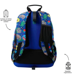 TOTTO - Mochila escolar adaptable a carro Tello azul Acuareles